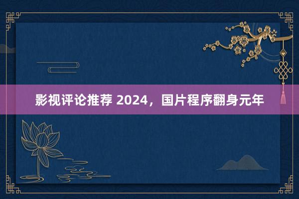 影视评论推荐 2024，国片程序翻身元年