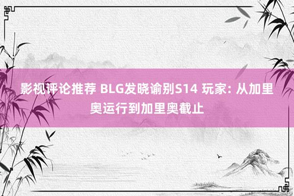 影视评论推荐 BLG发晓谕别S14 玩家: 从加里奥运行到加里奥截止