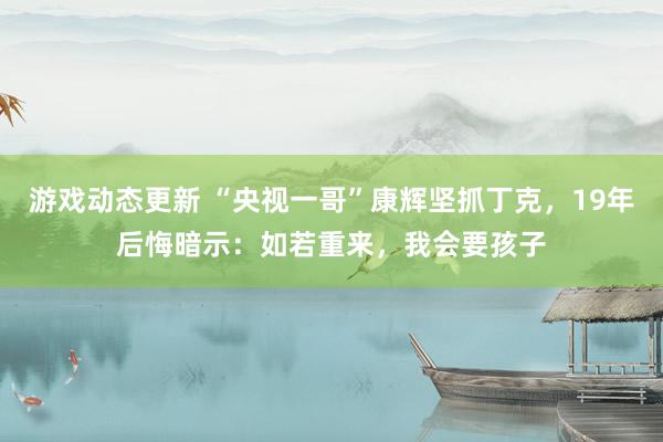 游戏动态更新 “央视一哥”康辉坚抓丁克，19年后悔暗示：如若重来，我会要孩子