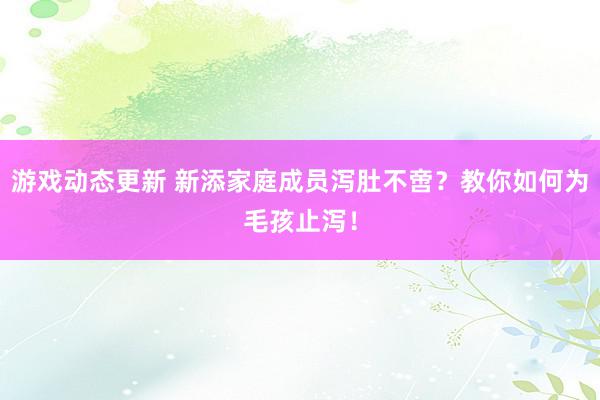 游戏动态更新 新添家庭成员泻肚不啻？教你如何为毛孩止泻！