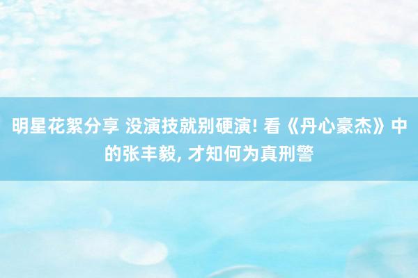 明星花絮分享 没演技就别硬演! 看《丹心豪杰》中的张丰毅, 才知何为真刑警