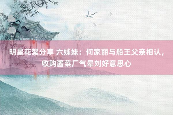 明星花絮分享 六姊妹：何家丽与船王父亲相认，收购酱菜厂气晕刘好意思心