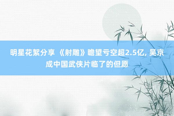 明星花絮分享 《射雕》瞻望亏空超2.5亿, 吴京成中国武侠片临了的但愿